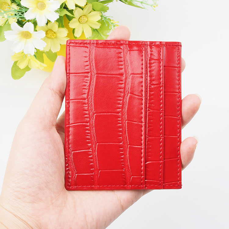 Slim Wallet RFID Blocking Genuine Leather Credit Card Holder crocodile card holder leather