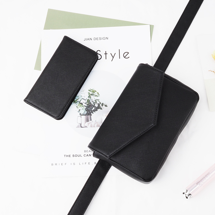 Black luxury genuine custom Leather Waist Bag