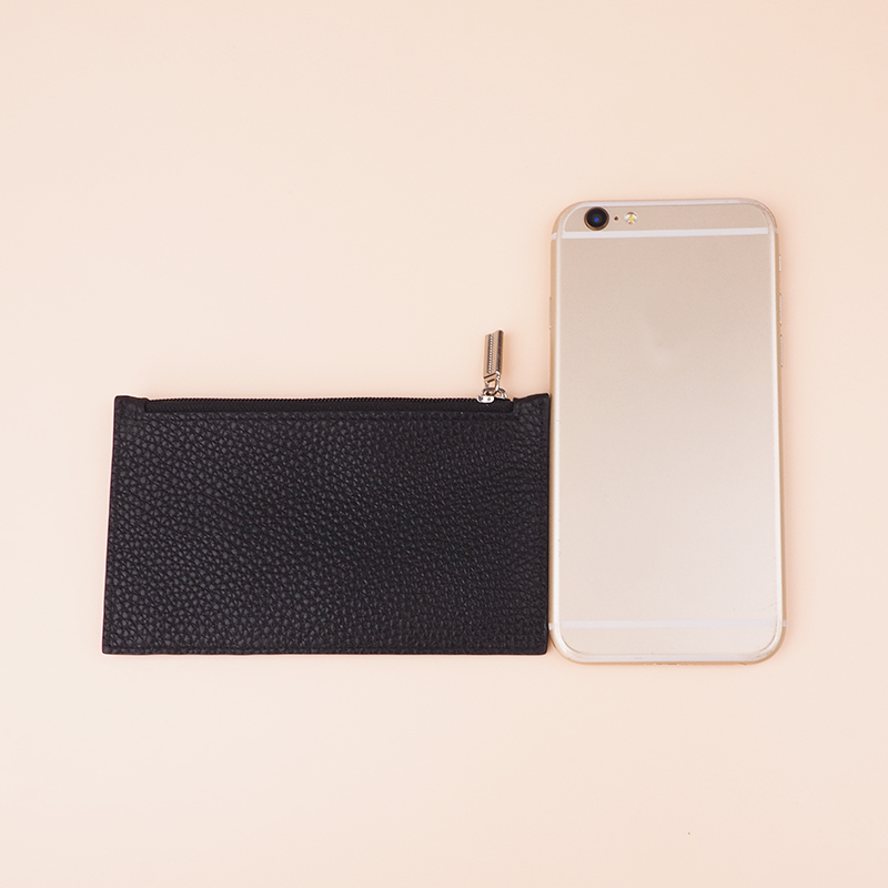Zip Slim Minimalist RFID Wallet Front Pocket Genuine Leather Credit Card Holder Wallet
