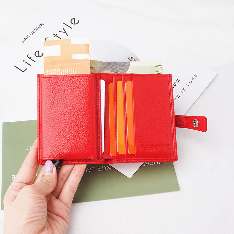 wallet manufacturer Unisex RFID function genuine leather credit card holder wallet aluminum wallet