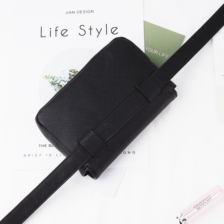 Black luxury genuine custom Leather Waist Bag