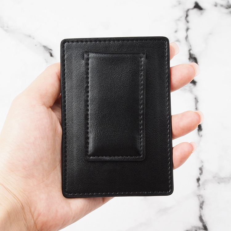 Strong Magnet Genuine Leather Credit Card Holder Wallet Men Slim Money Clip Card Wallets
