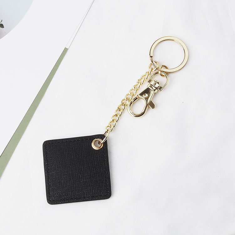 Manufacturer Genuine leather square shape keychain gift keyring