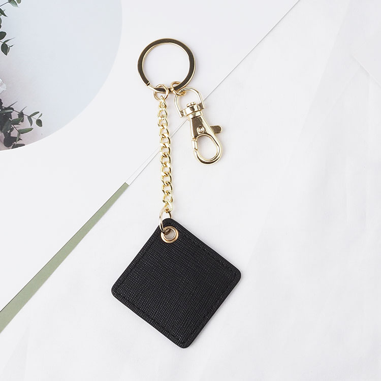 Manufacturer Genuine leather square shape keychain gift keyring