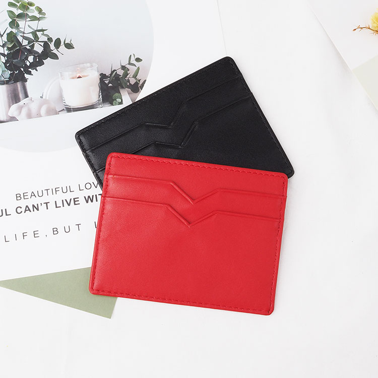hot sale simple saffiano leather card holder flat card pocket leather credit card holder