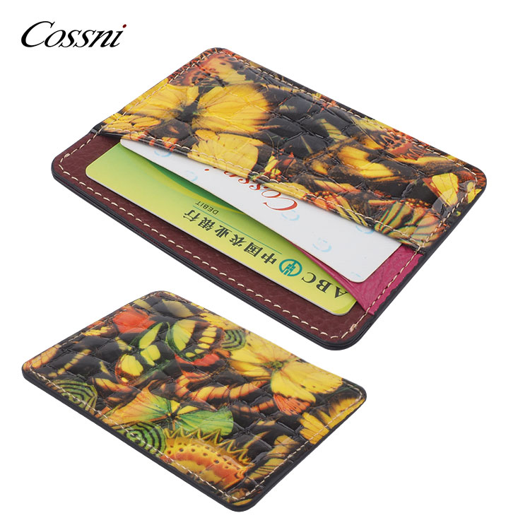 Fashion butterfly patent Leather Card Holder with two card slots