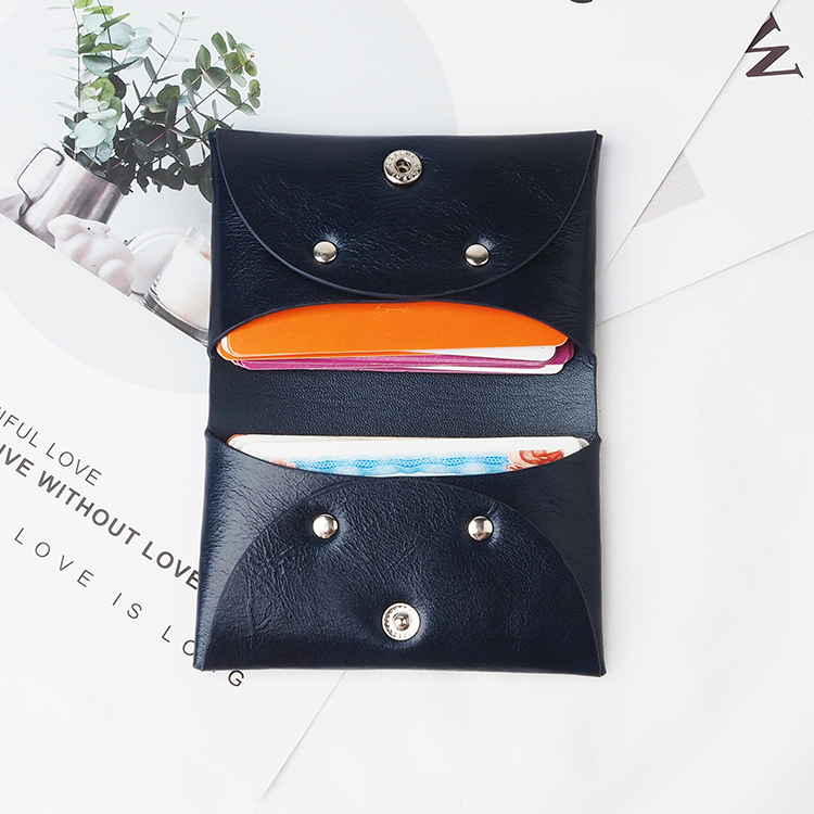 Handmade Vegetable Tanned Leather Slim Card Holder Coin Purse