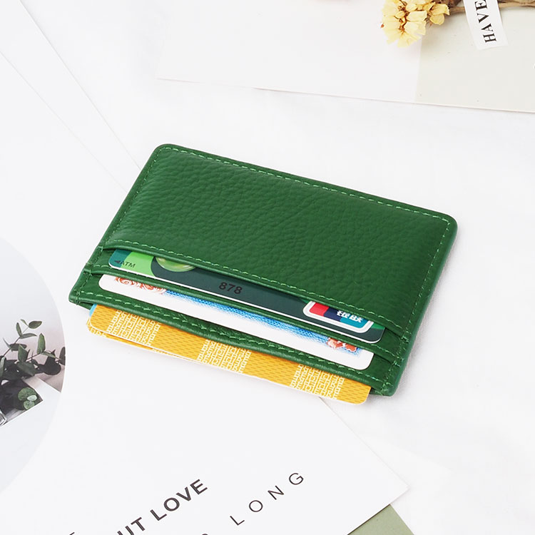 hot sales green  pebble Leather Card Holder