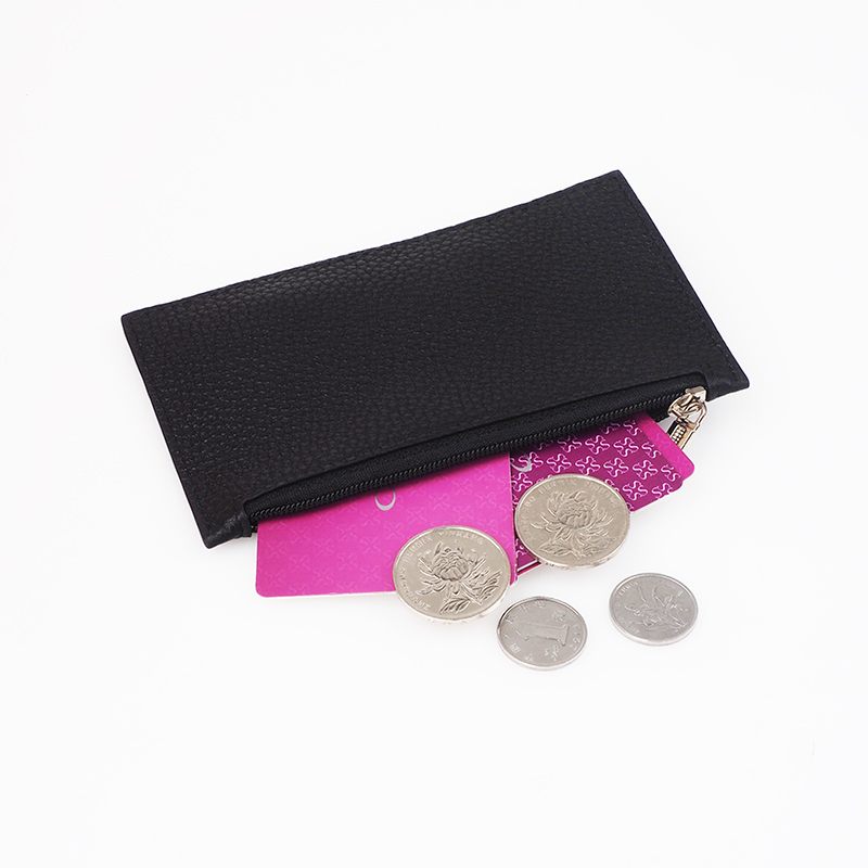 Zip Slim Minimalist RFID Wallet Front Pocket Genuine Leather Credit Card Holder Wallet