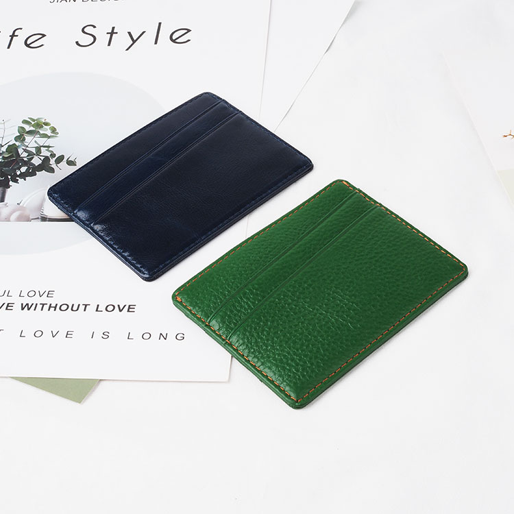 Wholesale factory price genuine leather wallet rfid blocking slim credit card holder