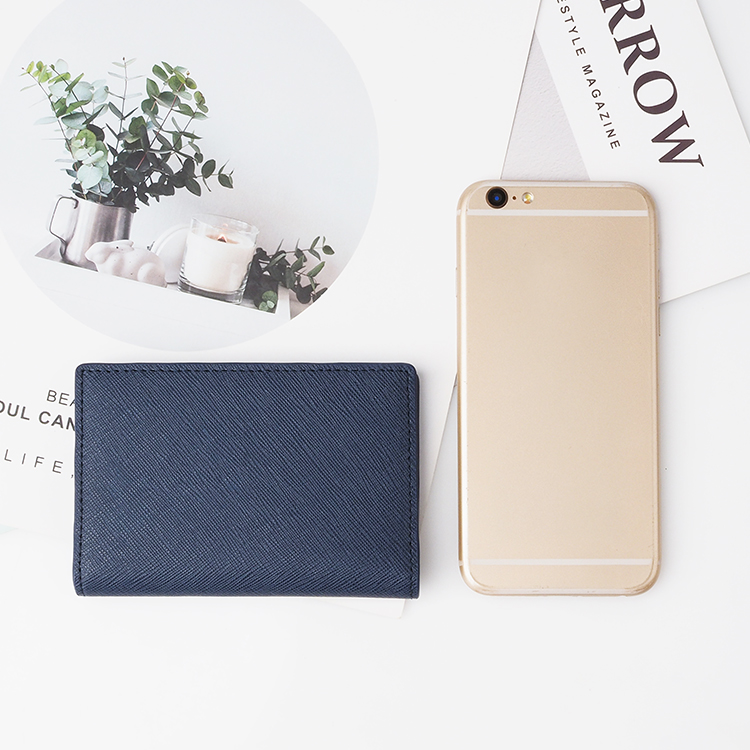 luxury slim credit rfid blocking card holder custom printed saffiano genuine leathe