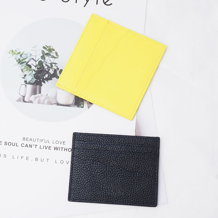 yellow genuine leather leather card holder women