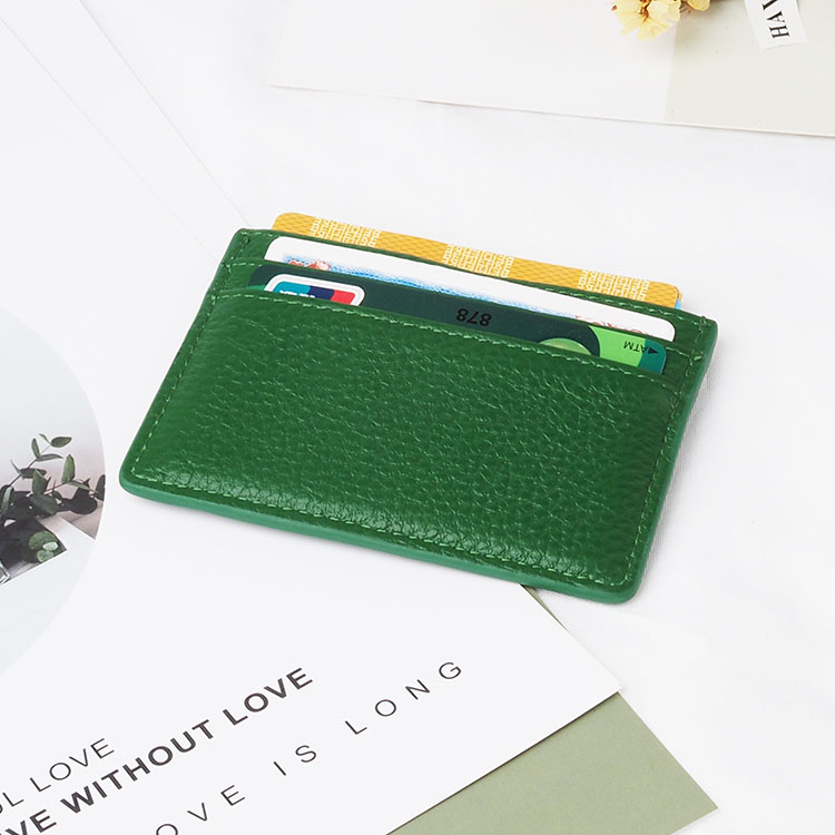 hot sales green  pebble Leather Card Holder