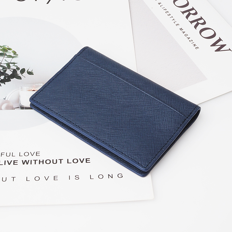 luxury slim credit rfid blocking card holder custom printed saffiano genuine leathe