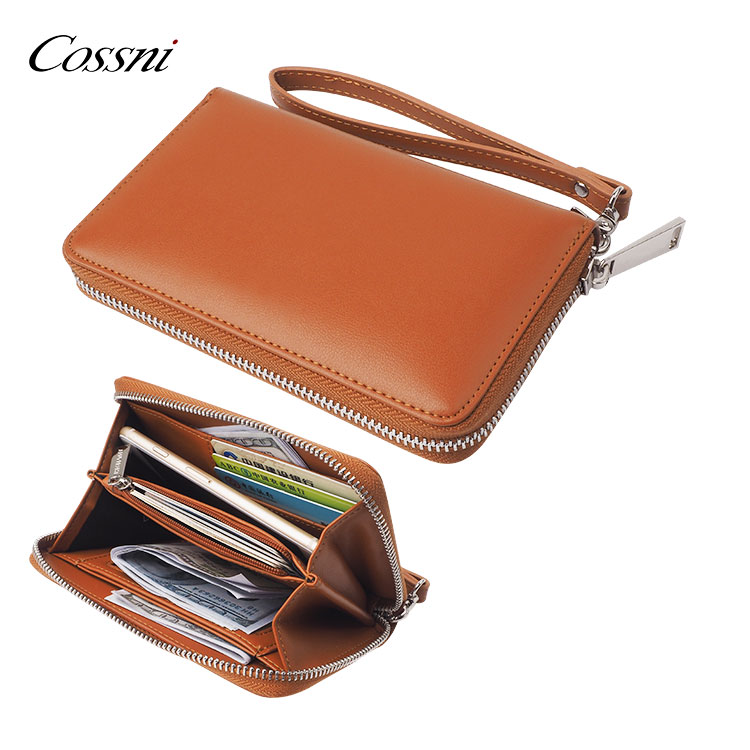 Hot sale Business top Leather Men Zipper Wallets