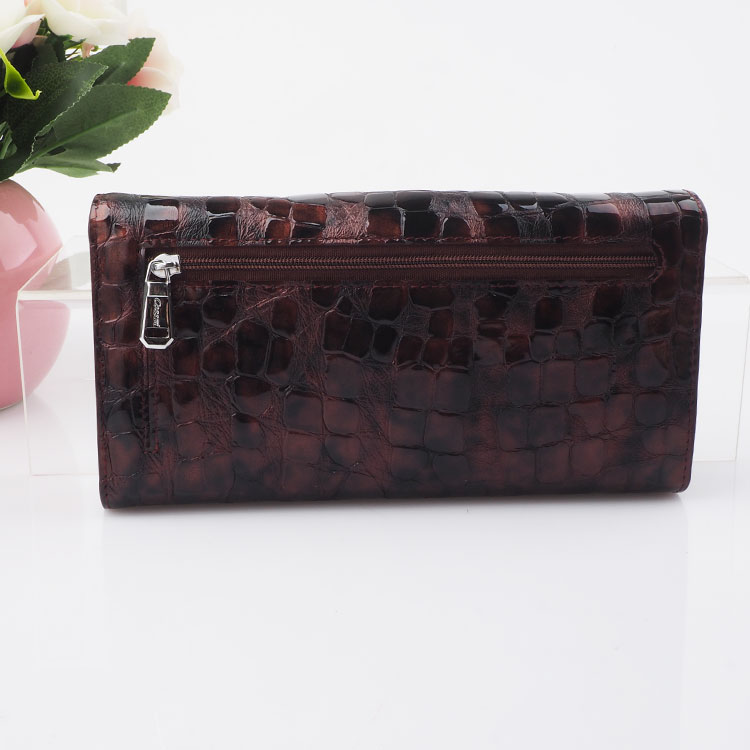 Custom New Style Genuine Leather Messenger Card Money Patent Leather Wallet