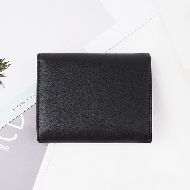 Business black top Leather Women Short Wallets