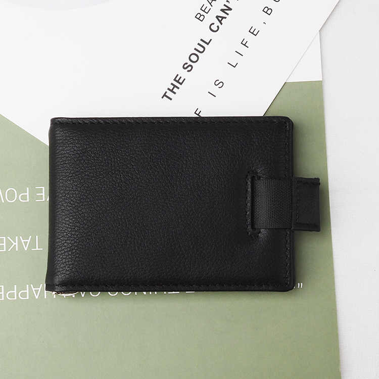 new design black minimalist pure vegan genuine leather wallet