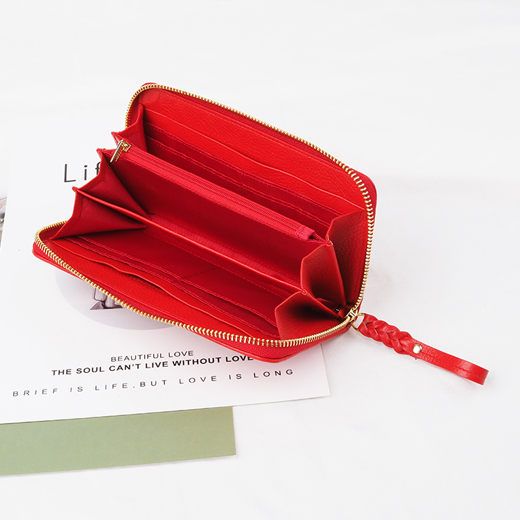 latest ladies fancy zipper design leather long purse wallet  Leather Women Zipper Wallets