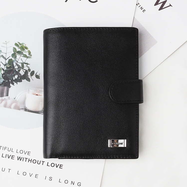 Top quality black genuine leather long style mens leather wallet with RFID blocking protect credit card