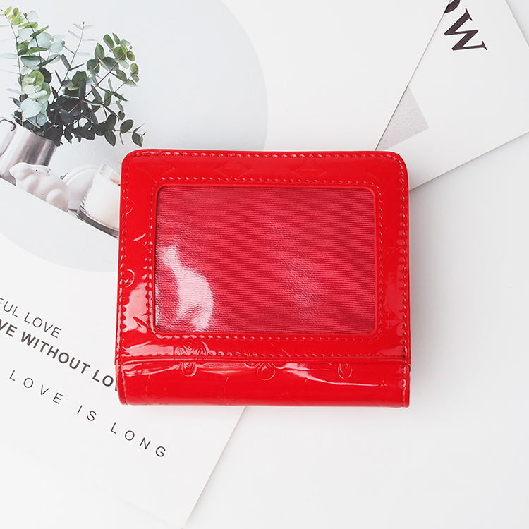 Fashionable Red oil wax Leather Women Short Wallets