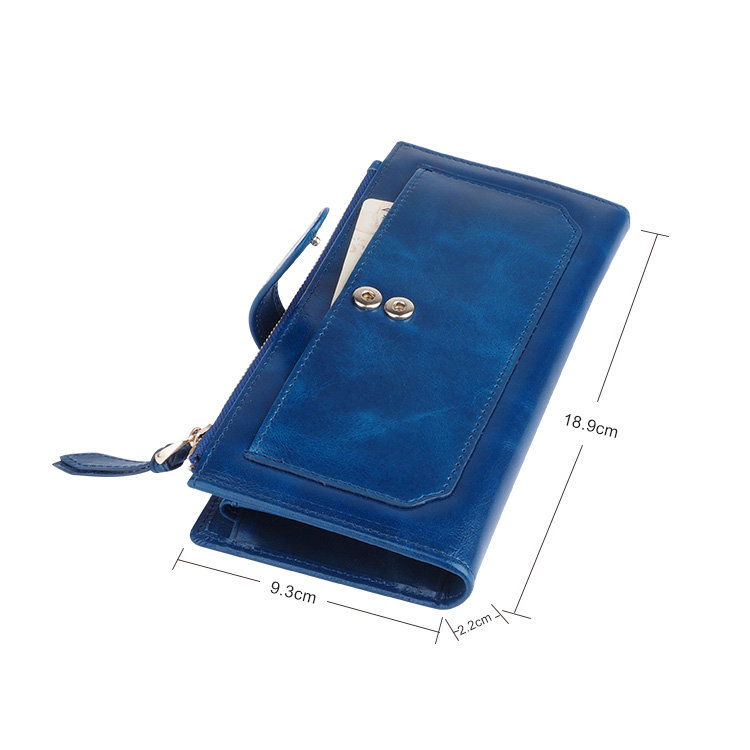 Soft full grain oil wax genuine unisex RFID leather wallet