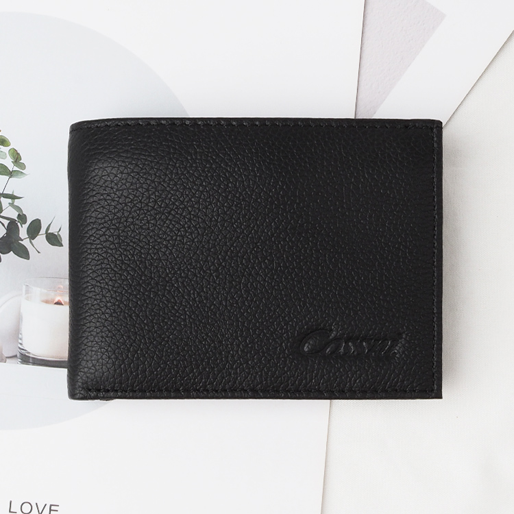 Quality slim money clip rfid blocking mens genuine leather wallet