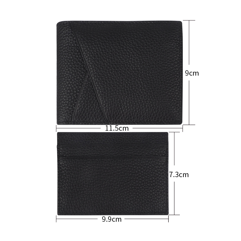Full grain pebble leather card holder minimalist wallet leather for men