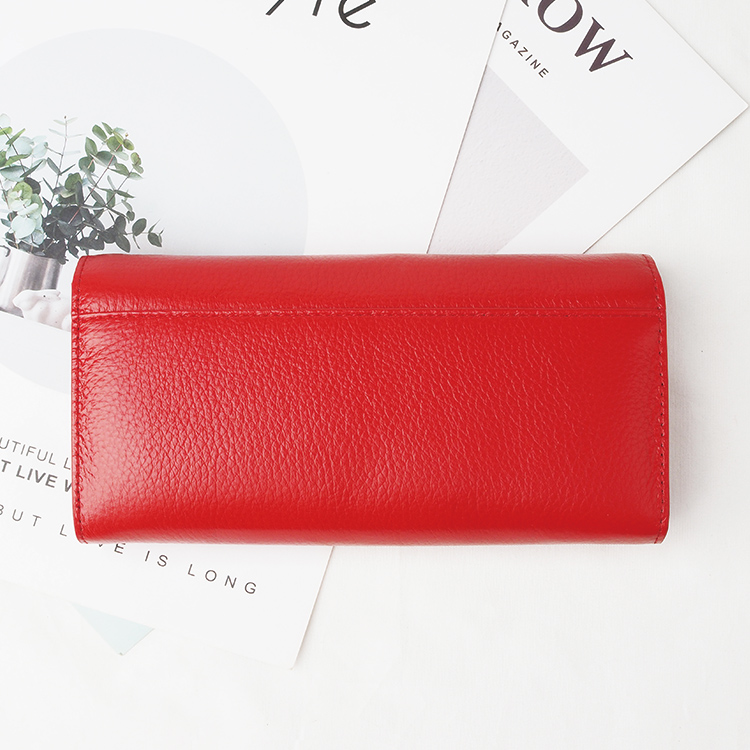 Simply Elegant Design Pure Color Women Wallet Genuine Leather For Sale