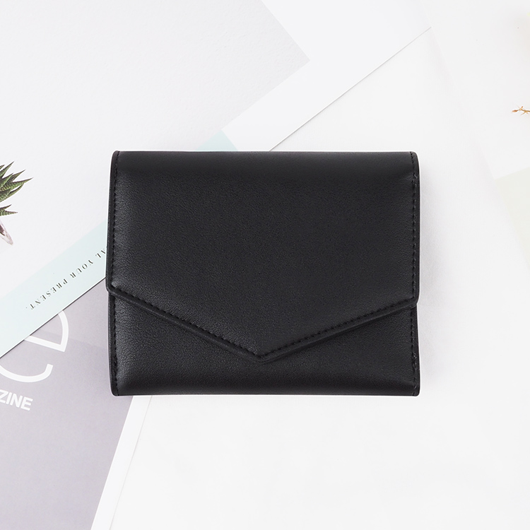 Business black top Leather Women Short Wallets