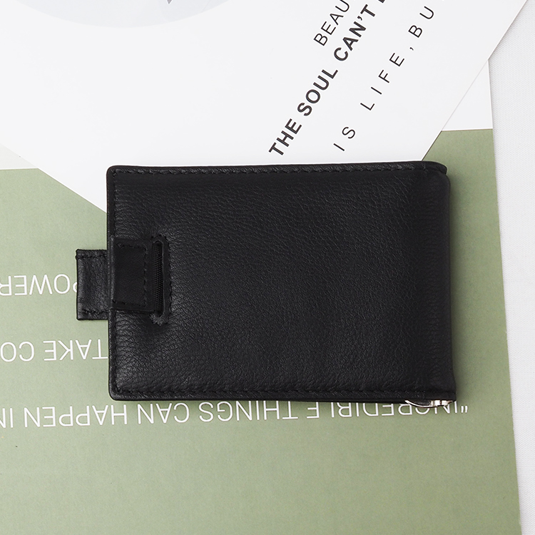 new design black minimalist pure vegan genuine leather wallet