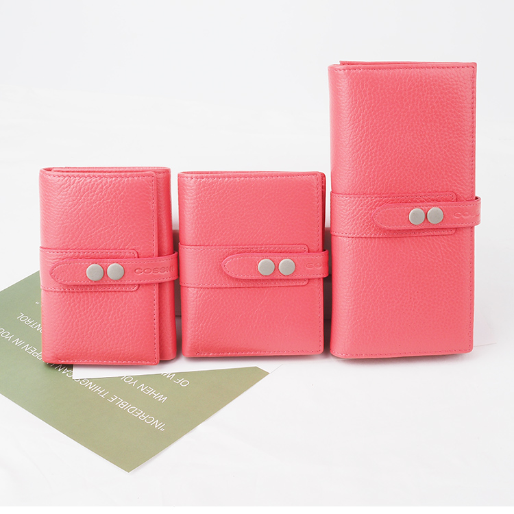 New arrival grain pink Leather Women Long Wallet