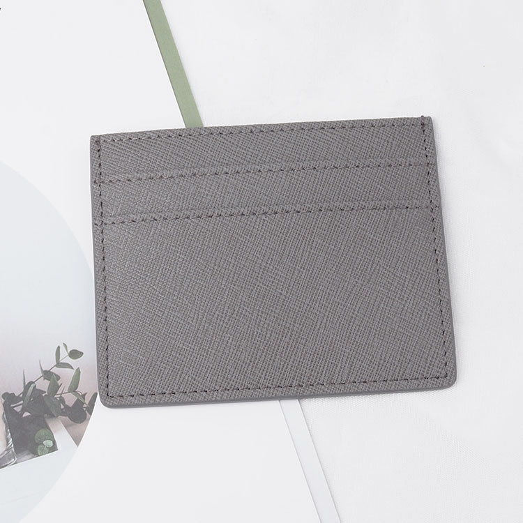 wholesale rfid Minimalist slim saffiano leather card holder credit card case