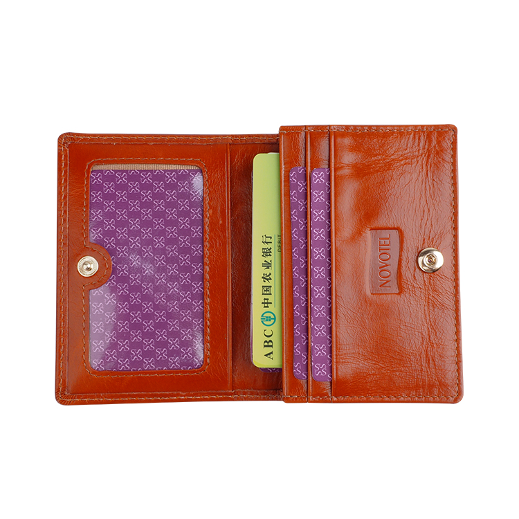 business oilwax Leather with popper closure Card Holder