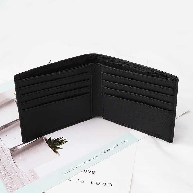Factory wholesale high luxury short blocking black SAFFIANO leather wallet for men