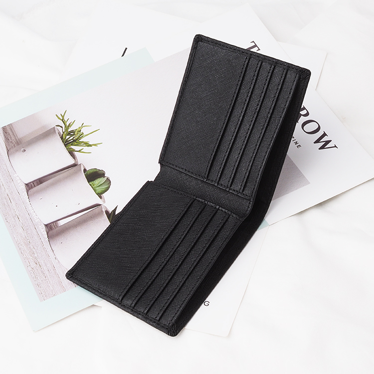 Factory wholesale high luxury short blocking black SAFFIANO leather wallet for men