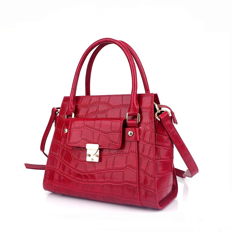 100% Genuine leather woman handbag crossbody Nappa embossed crocodile leather 3 in 1 woman handbag