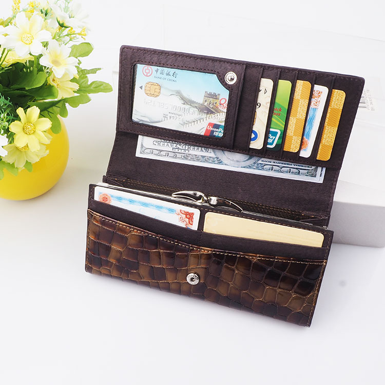 high capacity daily genuine leather digital long wallet