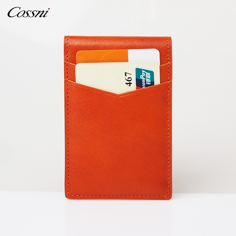 2021 new Bifold Slim italy leather wallet for men vegetable tanned leather purse with Money Clip