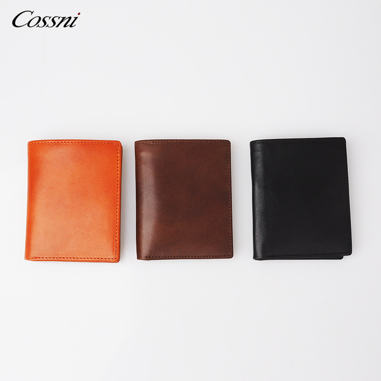 2021 Custom vegetable tanned leather purse italy leather wallet smart RFID money clip mens wallet
