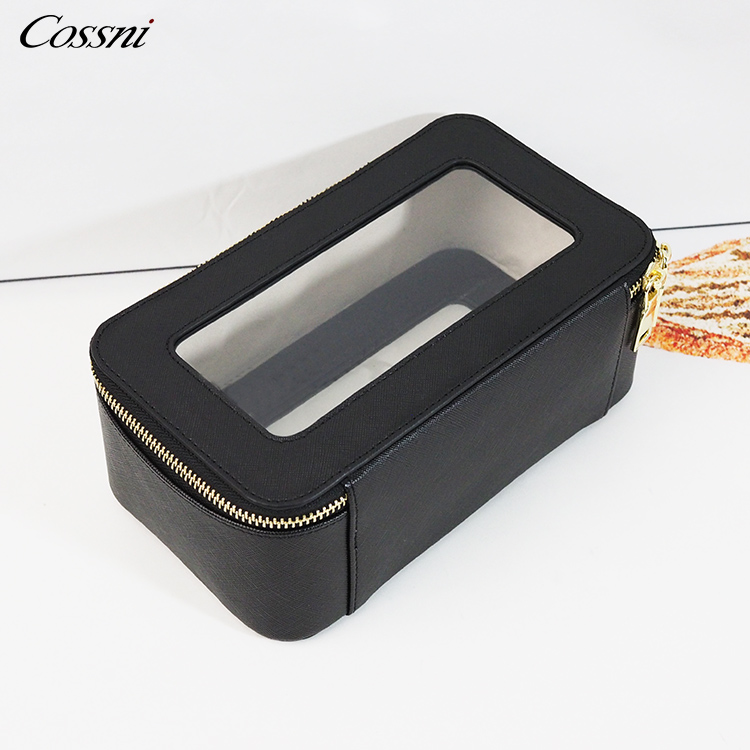 Clear TPU leather pouch cosmetic case travel toiletry bag for ladies