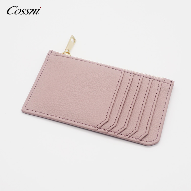 Genuine leather zip leather card holder coin purses