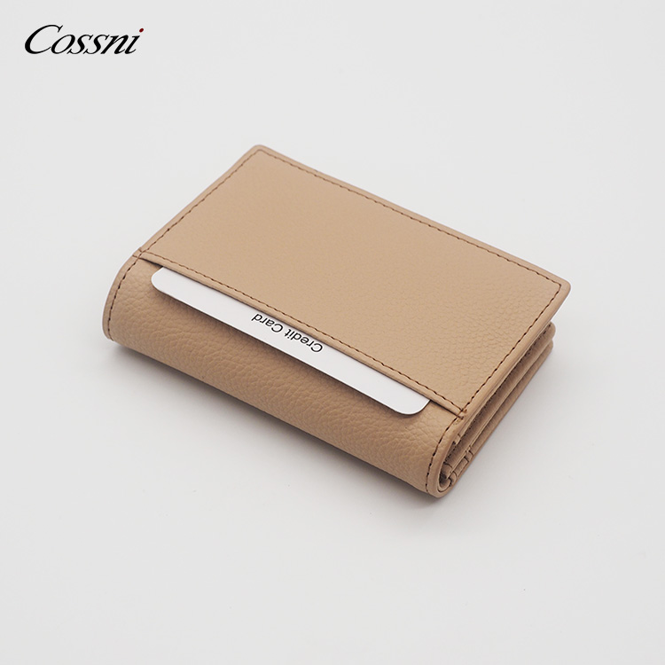 High Quality Full grain pebbled leather RFID function Card Holder coin purses