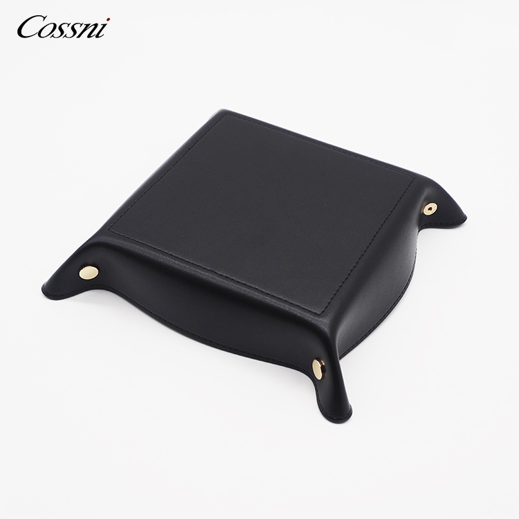 2021 Trendy organizer desk office set custom business mens valet real leather tray for jewelry