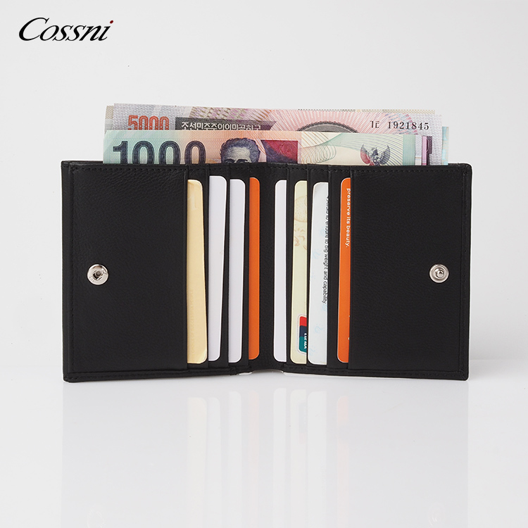 coin pocket wallet full grain genuine cow leather RFID leather mens bifold wallet