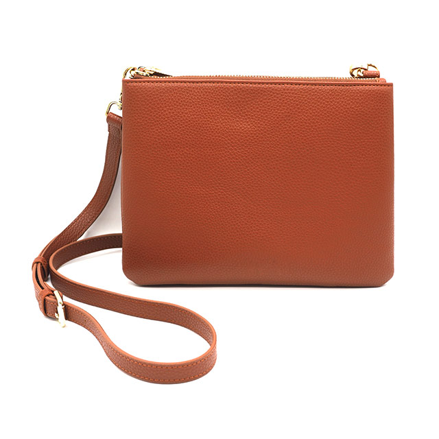 Leather Lychee Pattern Brown Ladies Shoulder Clutch Bag