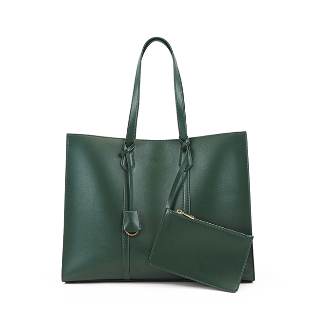 Green nappa leather tote bag  large capacity travel handbags for women