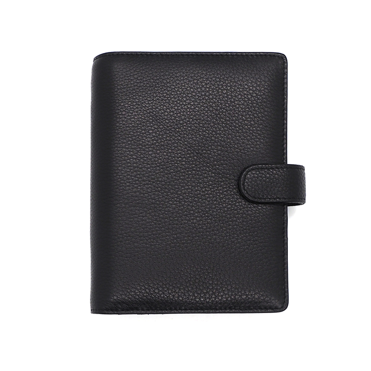 Black lychee pattern leather 6 ring A5 B5 notebook case