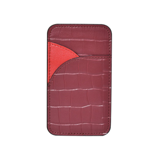 Red Stone pattern leather 4 card holder wallet coin purse bag