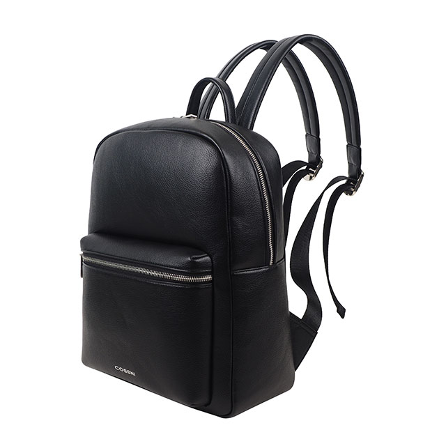 Custom lychee pattern leather backpack waterproof men black travel backpack